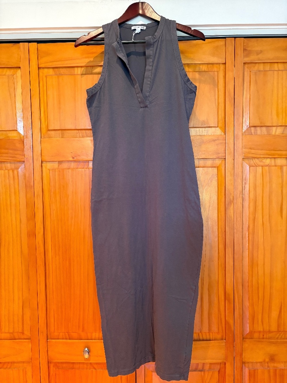 Flawed James Perse Gray Long Sleeveless Dress 100% Cotton Size 2 Made in USA